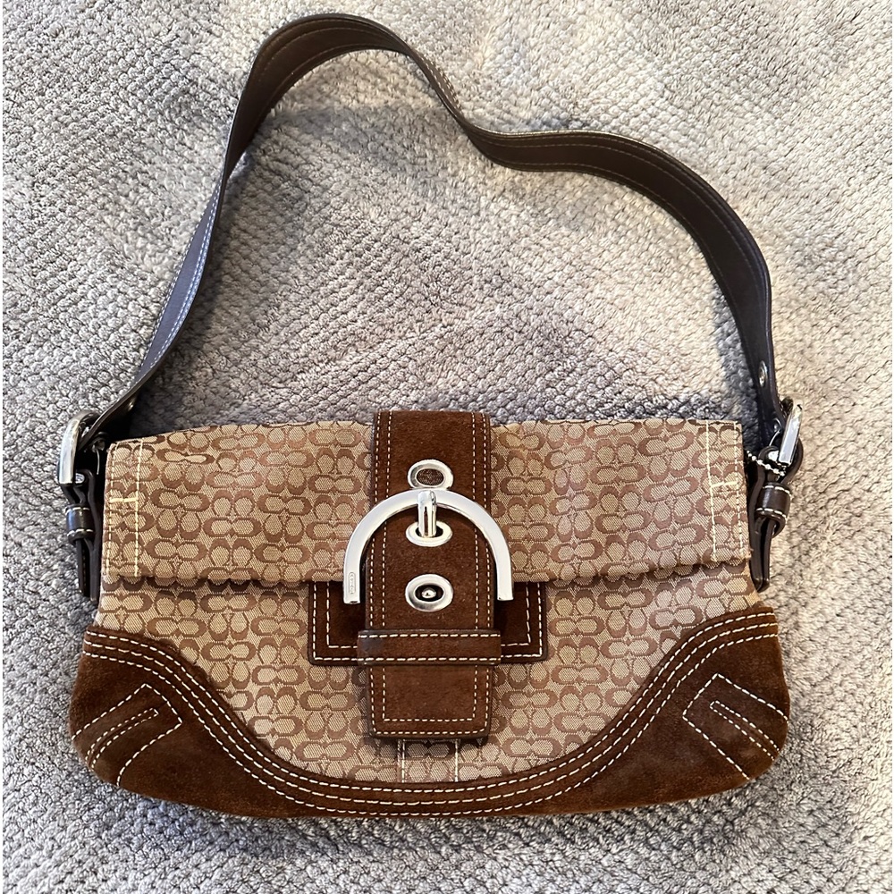 Coach brown and tan suede bag.